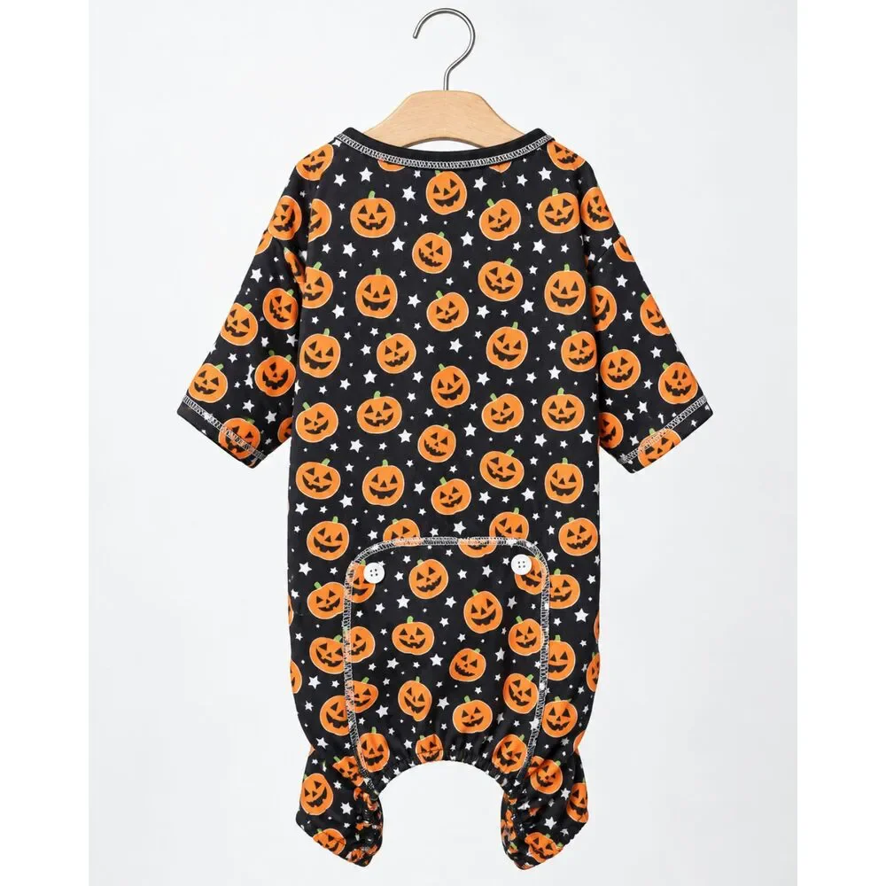 Pup Crew Halloween Pumpkin Dog Costume Pajamas – Large, Fits 21–24